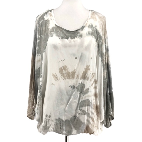 Tempo Paris Tops - Tempo Paris Gray & Tan Lace Back Blouse, NWT